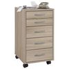 FMD Mobile 5 Drawer Cabinet Oak