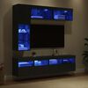 vidaXL TV Cabinet with LED 7 pcs Black Oak Engineered Wood