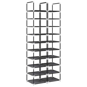 vidaXL Shoe Racks 2 pcs 10-Tier Black 33x33x174 cm Non-woven Fabric
