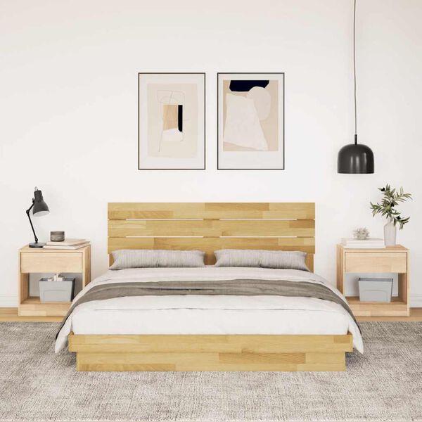 vidaXL Bed Frame with Headboard without Mattress 140x200 cm Solid Wood Oak