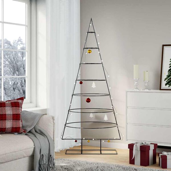 vidaXL Metal Christmas Tree for Decoration Black 180 cm