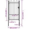 vidaXL Fence Gate Single Door with Arched Top Steel 1x1.75 m Black