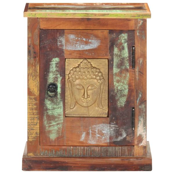 vidaXL Bedside Cabinet with Buddha Cladding 40x30x50 cm Reclaimed Wood