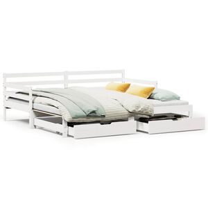 vidaXL Daybed with Trundle and Drawers without Mattress White 90x200 cm