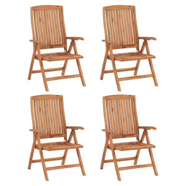 vidaXL Reclining Garden Chairs 4 pcs Solid Teak Wood