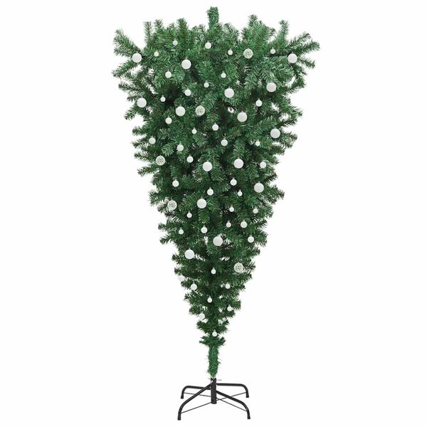 vidaXL Upside-down Artificial Pre-lit Christmas Tree with Ball Set PVC