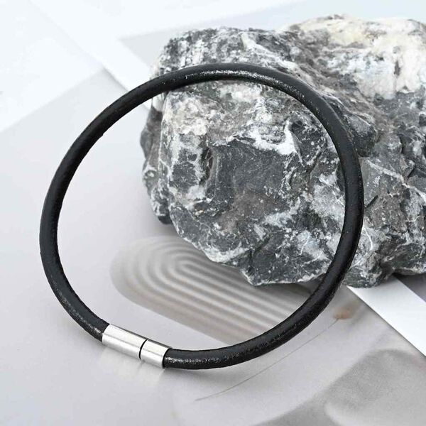 vidaXL Leather Cord Black &Oslash;5 mm x 10 m Leather