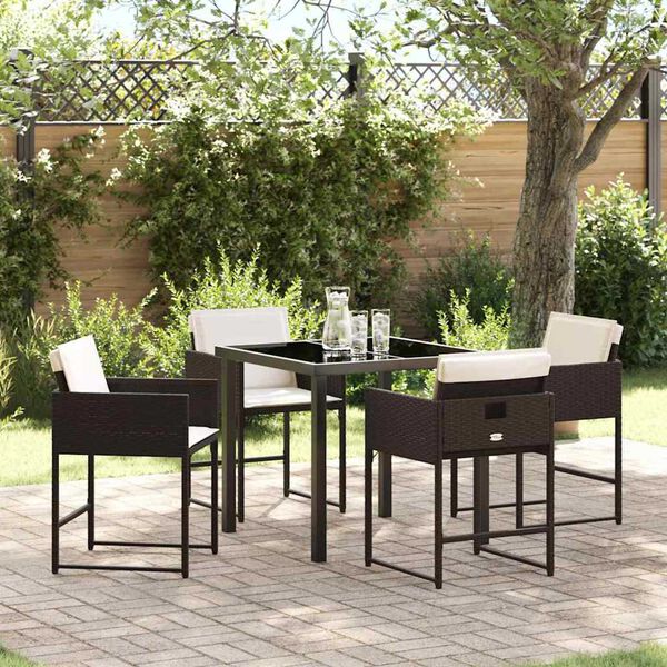 vidaXL Garden Dining Set 5 pcs Brown Poly Rattan