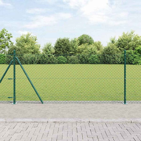 vidaXL Fence Post Green 25 x 1 m (40 x 40 mm mesh) Steel and PVC