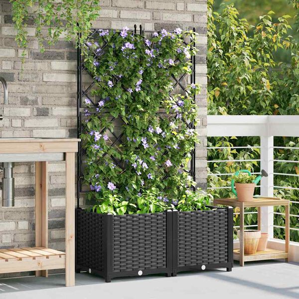 vidaXL Garden Planter 2 pcs Black 80 x 40 x 143 cm Steel