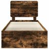 vidaXL Bed Frame with Headboard Smoked Oak 90 x 200 cm Solid Pine Wood