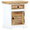 vidaXL Nightstand White and Brown 40x30x50 cm Solid Rough Mango Wood