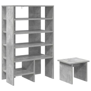 vidaXL Shoe Cabinet with Shelf 2 pcs Concrete Grey Engineered Wood