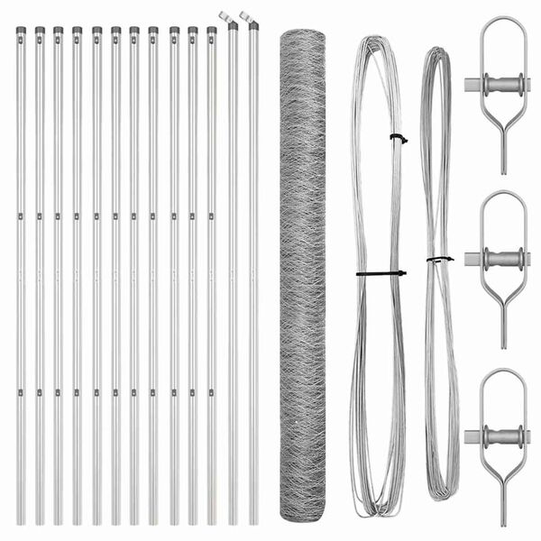 vidaXL Fence Post Silver 25 x 1.6 m (50 mm mesh) Steel