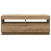 vidaXL TV Cabinet with LED Lights Artisian Oak 100x35x40 cm Engineered Wood