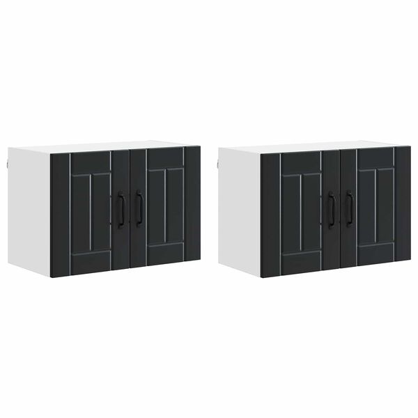 vidaXL Dishwasher Panel Lucca 2 pcs Black 60 x 31 x 40 cm