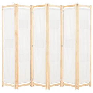 vidaXL 6-Panel Room Divider Cream 240x170x4 cm Fabric