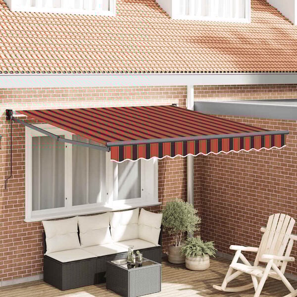 vidaXL Retractable Awning Orange and Brown 3x2.5 m Fabric and Aluminium