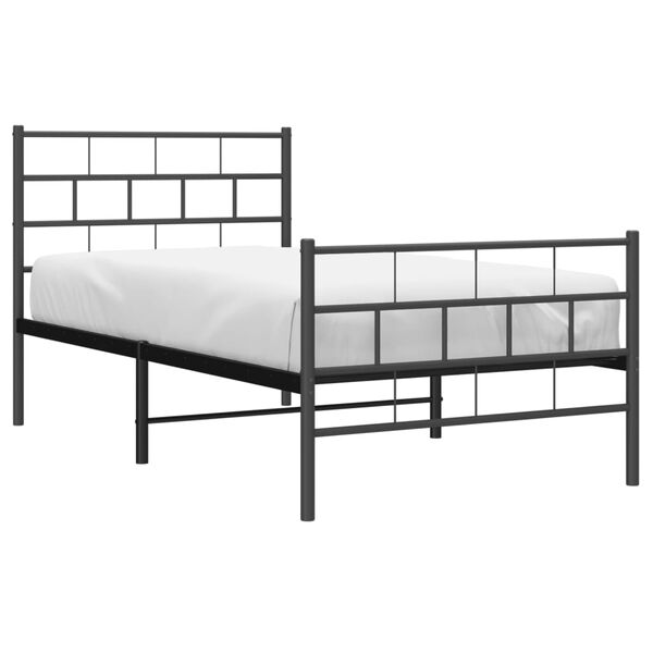 vidaXL Metal Bed Frame without Mattress with Footboard Black 107x203cm