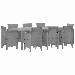 vidaXL Garden Dining Set 9 pcs Light Grey Polypropylene