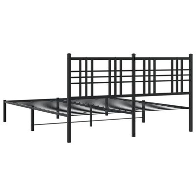vidaXL Metal Bed Frame with Headboard Black 160x200 cm