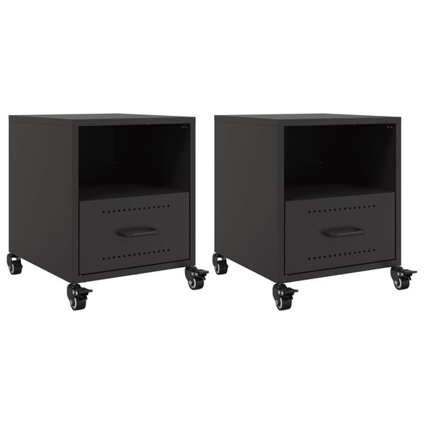 vidaXL Bedside Cabinets 2 pcs Black 36x39x43.5 cm Steel