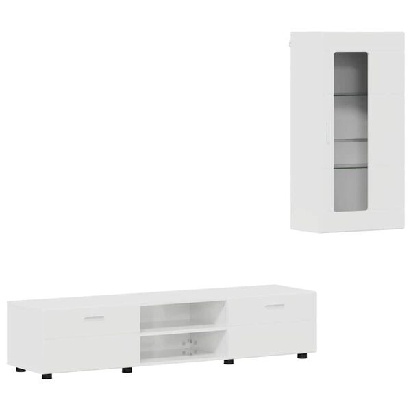 vidaXL TV Cabinet Set FLORIN High Gloss White Engineered Wood