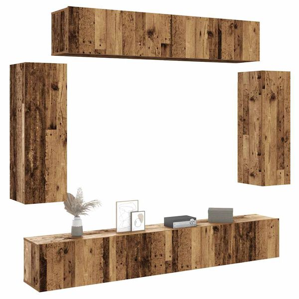 vidaXL 6 Piece TV Cabinet Set Wall-mounted Old Wood Engineered Wood