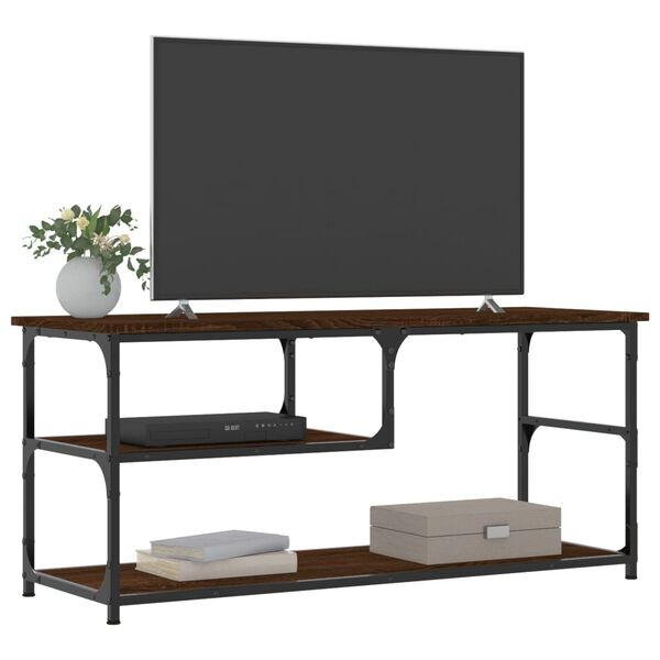 vidaXL TV Cabinet Brown Oak 103x38x46.5 cm Engineered Wood and Steel