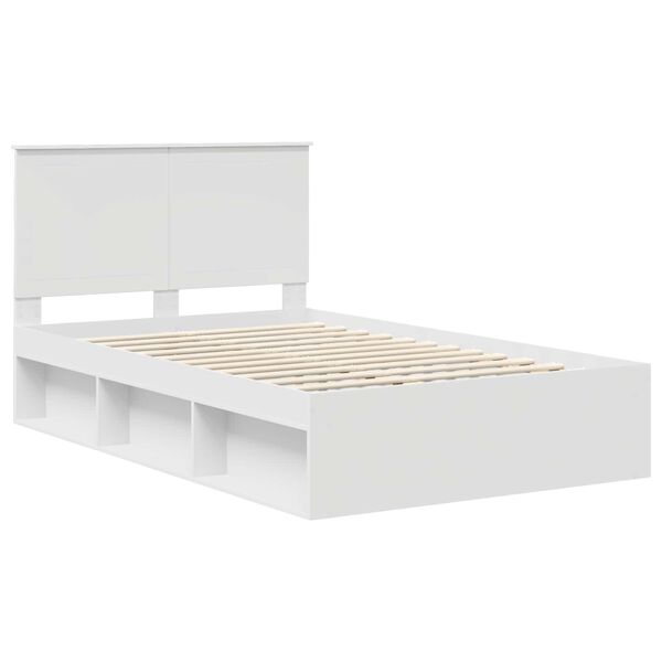 vidaXL Bed Frame with Headboard White 120 x 190 cm Solid Pine Wood