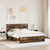 vidaXL Bed Frame Smoked Oak 160 x 200 cm Solid Pine Wood