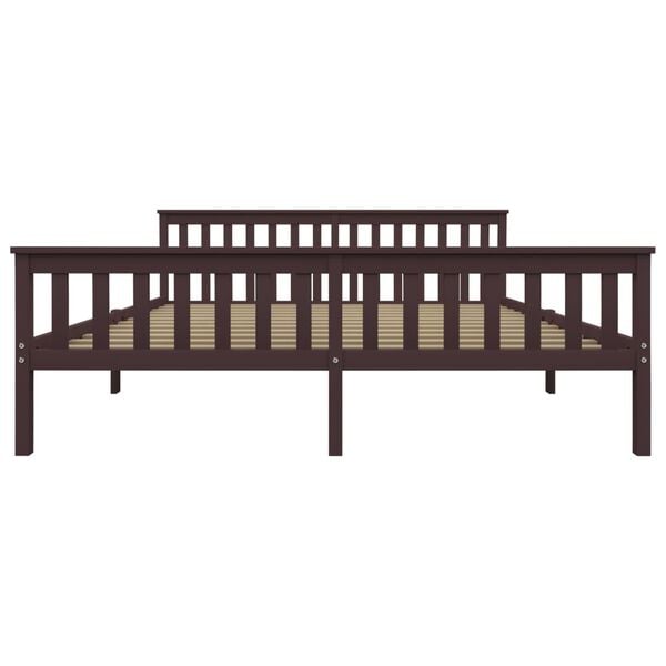 vidaXL Bed Frame without Mattress Dark Brown Solid Pinewood 180x200 cm Super King