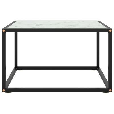 vidaXL Coffee Table Black with White Marble Glass 60x60x35 cm