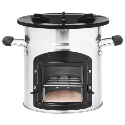 vidaXL Camping Wood Stove Silver 45.5x33x25.5 cm Stainless Steel