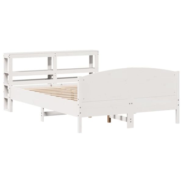vidaXL Bed Frame without Mattress White 150x200 cm King Size Solid Wood Pine