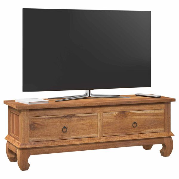 vidaXL TV Stand with Drawer Natural 110 x 35 x 40 cm Solid Teak Wood