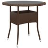 vidaXL Garden Table | Brown | Poly rattan, tempered glass, powder-coated steel