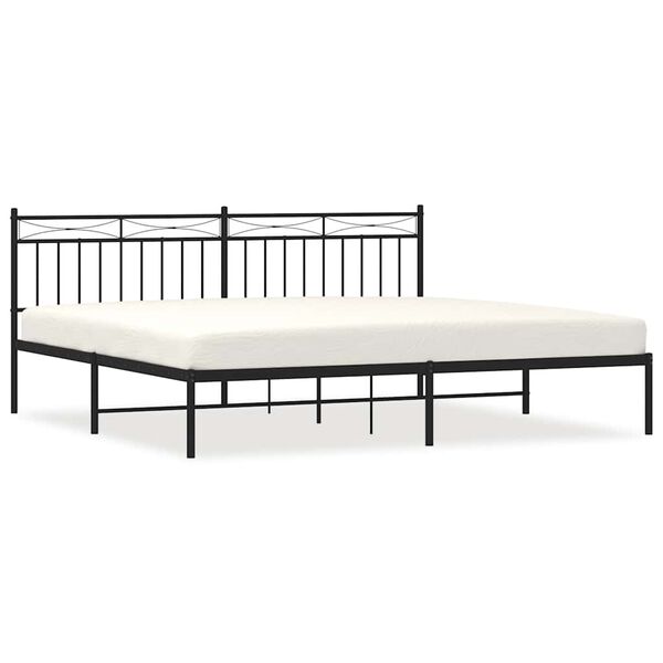 vidaXL Metal Bed Frame without Mattress with Headboard Black 193x203cm