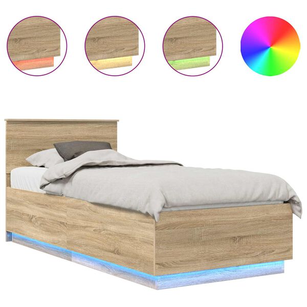 vidaXL Bed Frame with Headboard Sonoma Oak 70 x 190 cm Engineered Wood