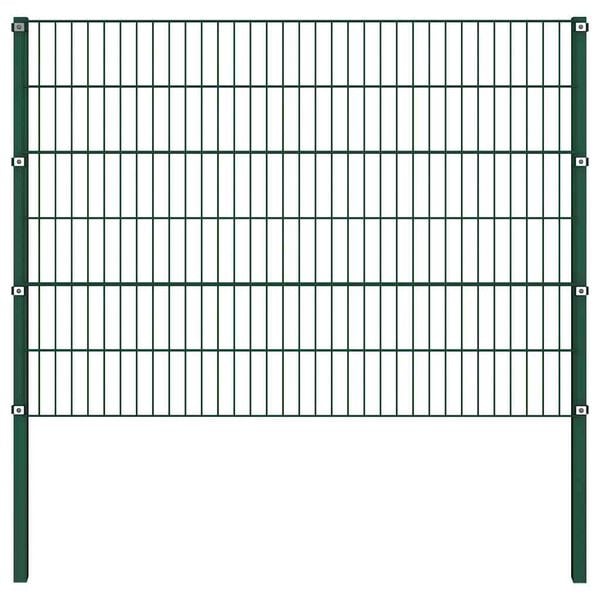 vidaXL Fence Panel with Posts Iron 1730x120 cm Green