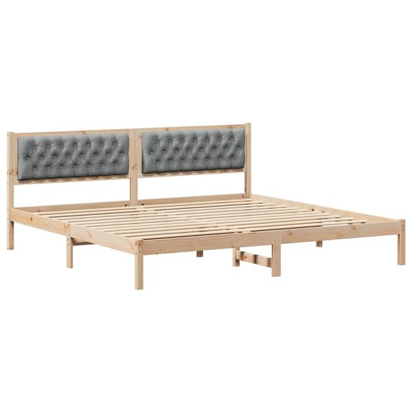 vidaXL Bed Frame Light Grey 200 x 200 cm Solid Pine Wood