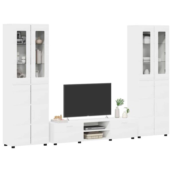 vidaXL TV Cabinet Set with Drawer FLORIN White Engineered Wood