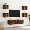 vidaXL 6 Piece TV Wall Units with LED Smoked Oak Engineered Wood