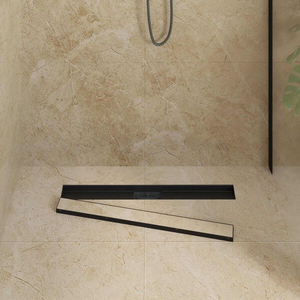 vidaXL 2 in 1 Shower Drain Black 80 cm Stainless Steel 304