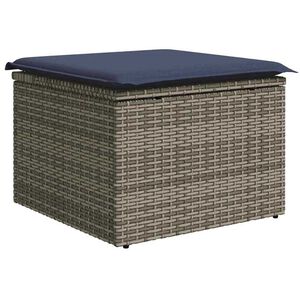 vidaXL Garden Stool Grey 55 x 55 x 37cm Poly Rattan