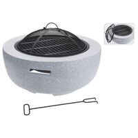 ProGarden Fire Bowl with BBQ Rack Round Light Grey 60x25 cm