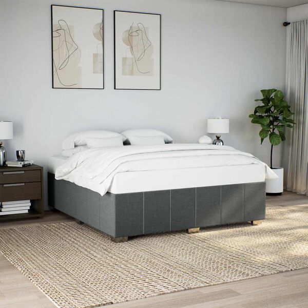 vidaXL Bed Frame without Mattress Dark Grey Super King Fabric