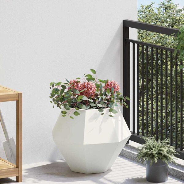 vidaXL Planter White 50 x 50 x 40 cm Steel