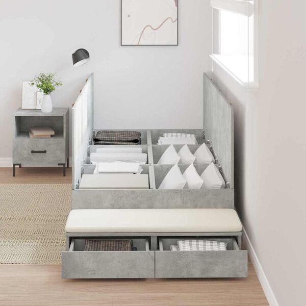 vidaXL Storage Bed Frame Concrete Grey 80 cm Engineered Wood