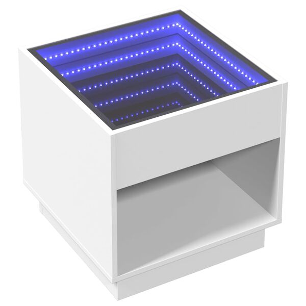 vidaXL Bedside Table with Infinity LED White 50x50x50 cm